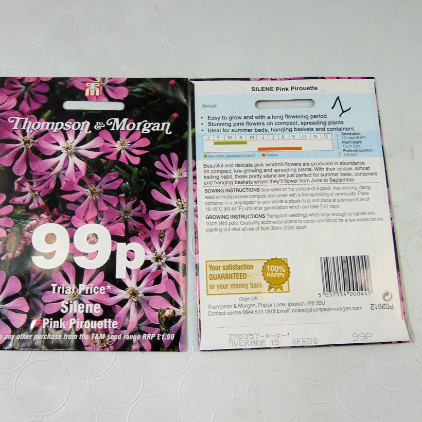 Exemple de spécimen de Graines de Silene Pink Pirouette Graines tel que livré