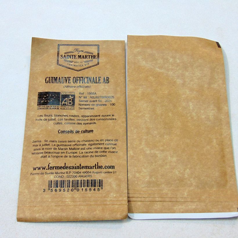 Exemple de spécimen de Guimauve officinale Bio - Ferme de Sainte Marthe Graines tel que livré