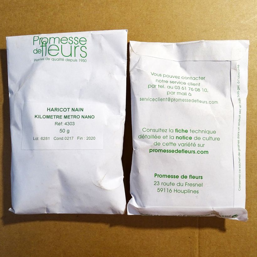 Exemple de spécimen de Haricot Kilomètre (Kouseband) nain - Metro nano le sachet de 300 graines (minimum 50g) tel que livré