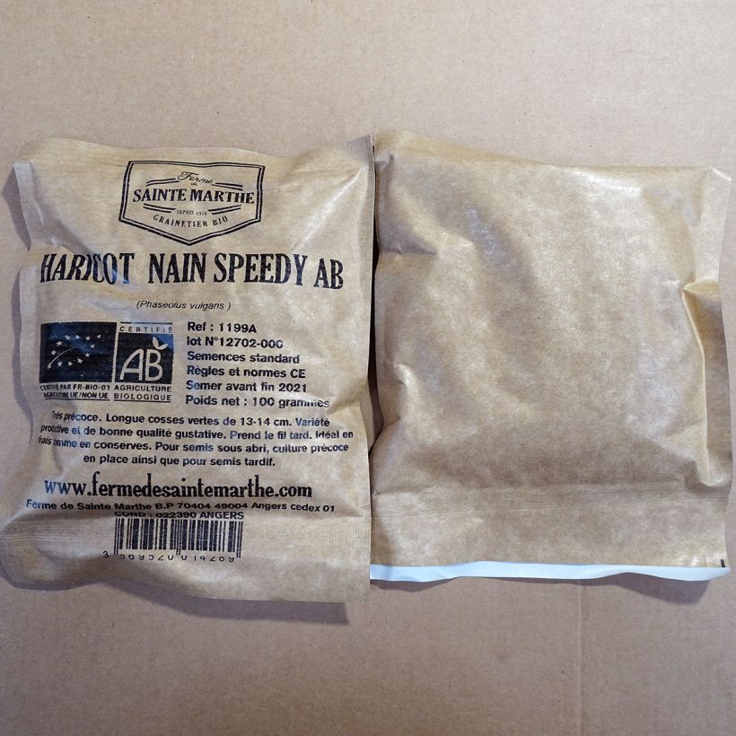 Exemple de spécimen de Haricot Speedy nain mangetout Bio - La Ferme de Sainte Marthe Graines tel que livré