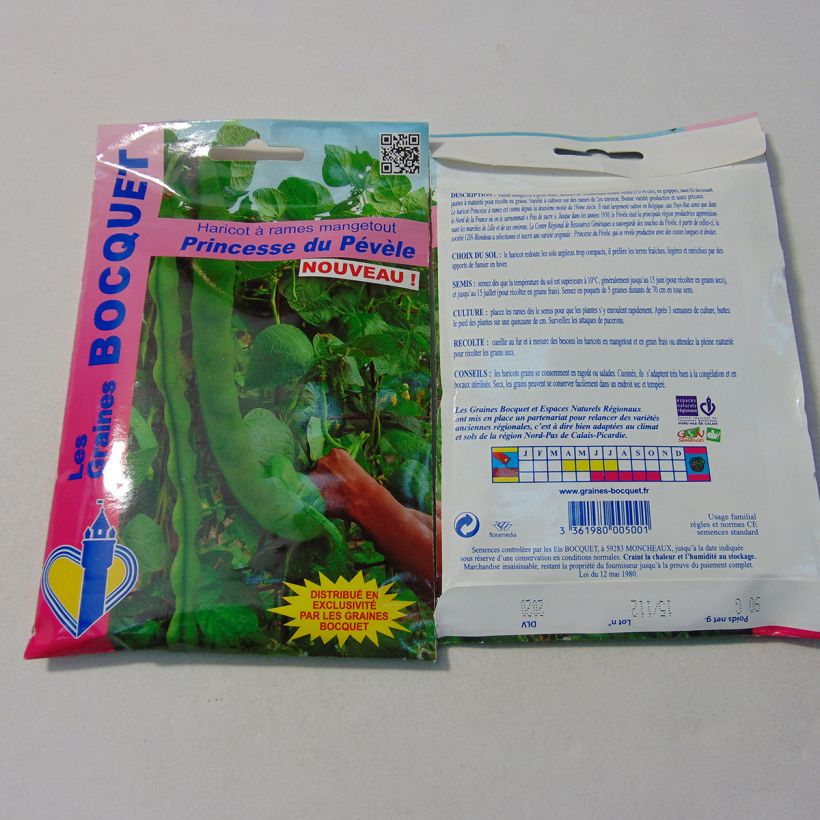 Exemple de spécimen de Haricot à rames mangetout Princesse du Pévèle - Coco plat Graines tel que livré