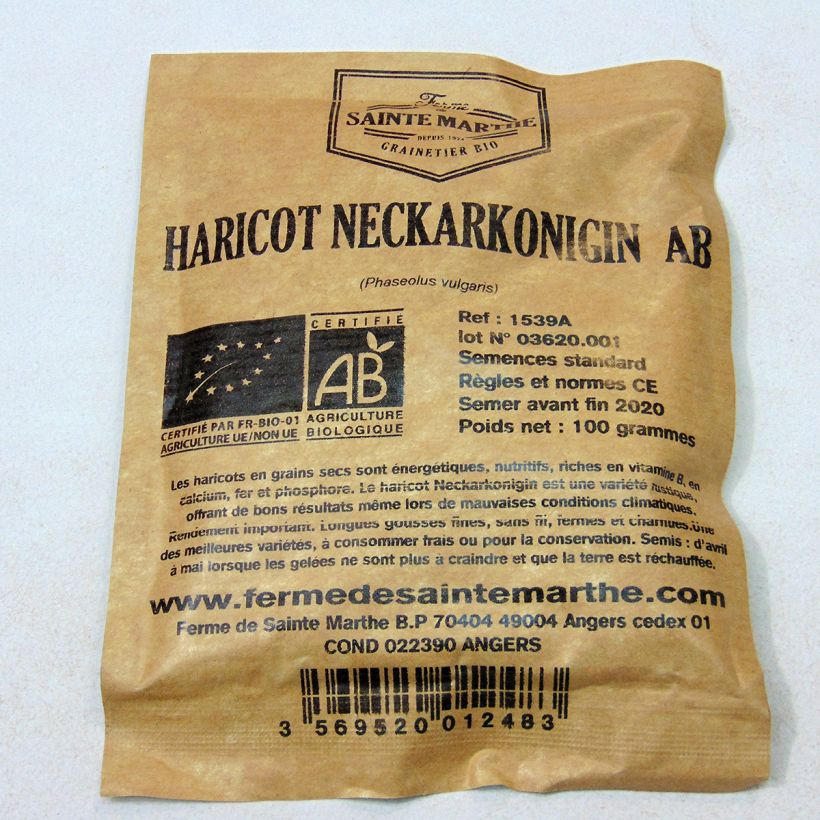 Exemple de spécimen de Haricot à rames mangetout beurre Neckarkonigin Bio - Coco plat - Ferme de Sainte Marthe tel que livré