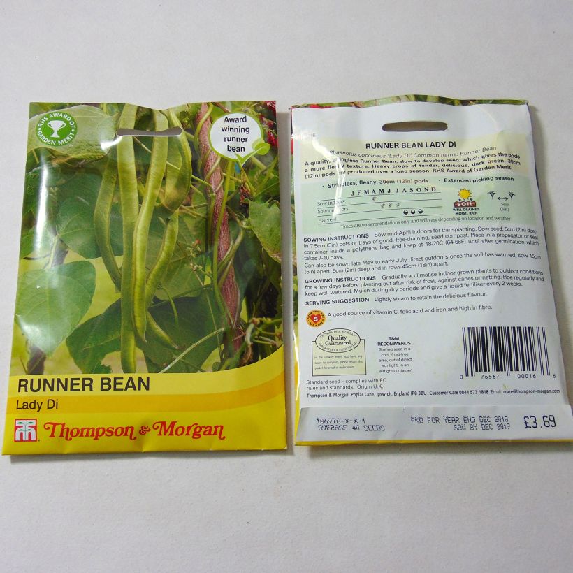 Exemple de spécimen de Haricot d'Espagne Lady Di - Haricot-fleur Graines tel que livré