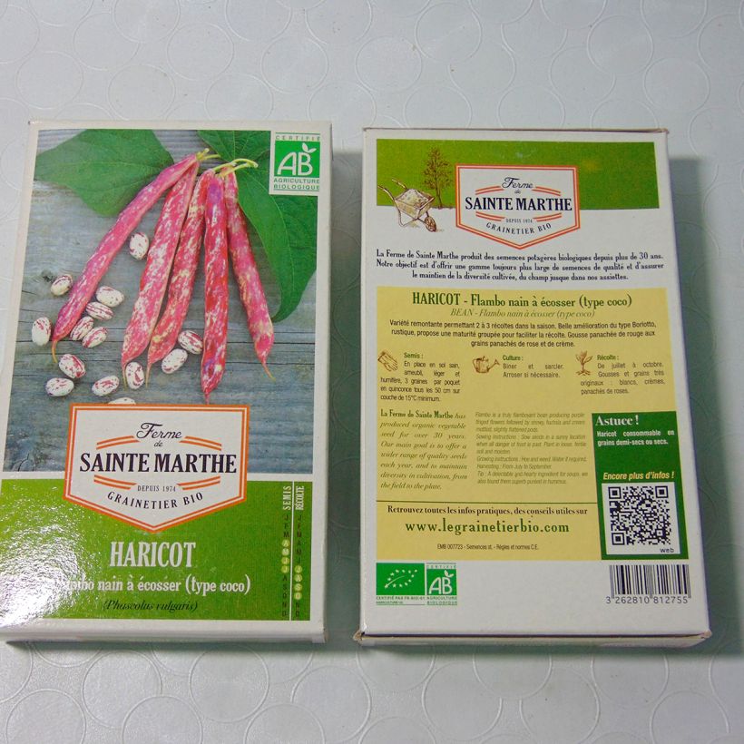 Exemple de spécimen de Haricot nain à écosser Flambo Bio - Ferme de Sainte Marthe  Graines tel que livré