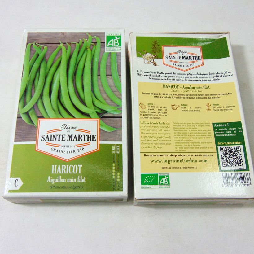Exemple de spécimen de Haricot nain à filet Aiguillon Bio - Ferme de Sainte Marthe Graines tel que livré