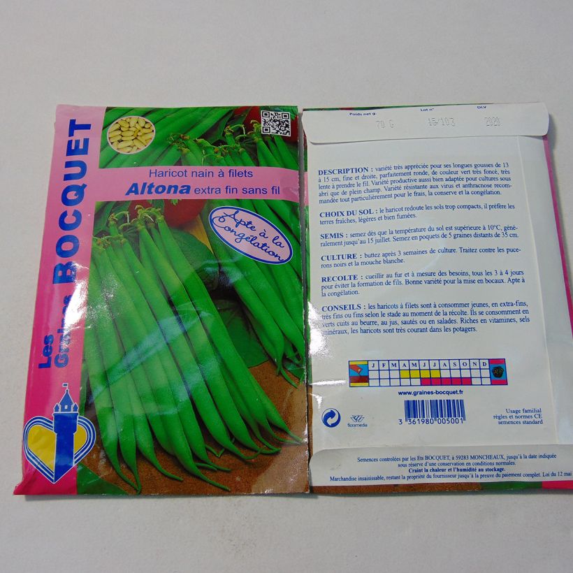 Exemple de spécimen de Haricot nain à filet Altona tel que livré