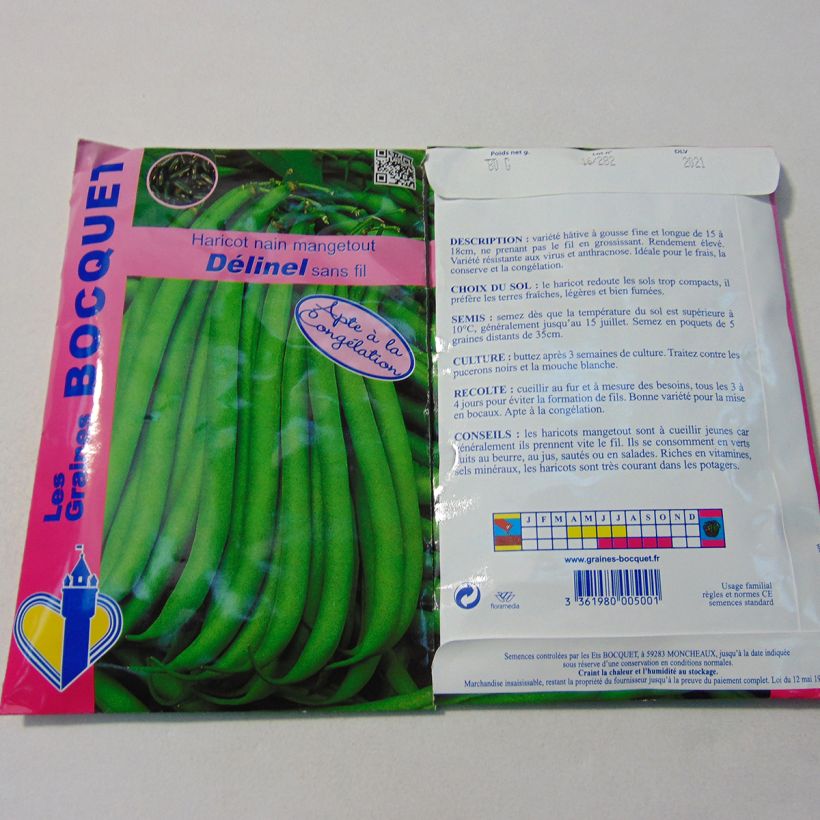 Exemple de spécimen de Haricot nain à filet Delinel - Phaseolus vulgaris Graines tel que livré