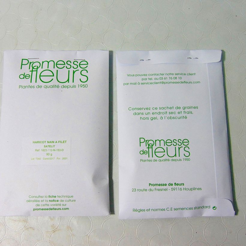 Exemple de spécimen de Haricot nain à filet Satelit Graines tel que livré