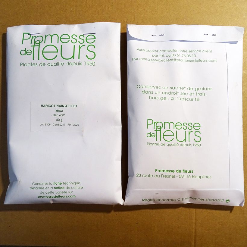 Exemple de spécimen de Haricot nain mangetout Maxi Graines tel que livré