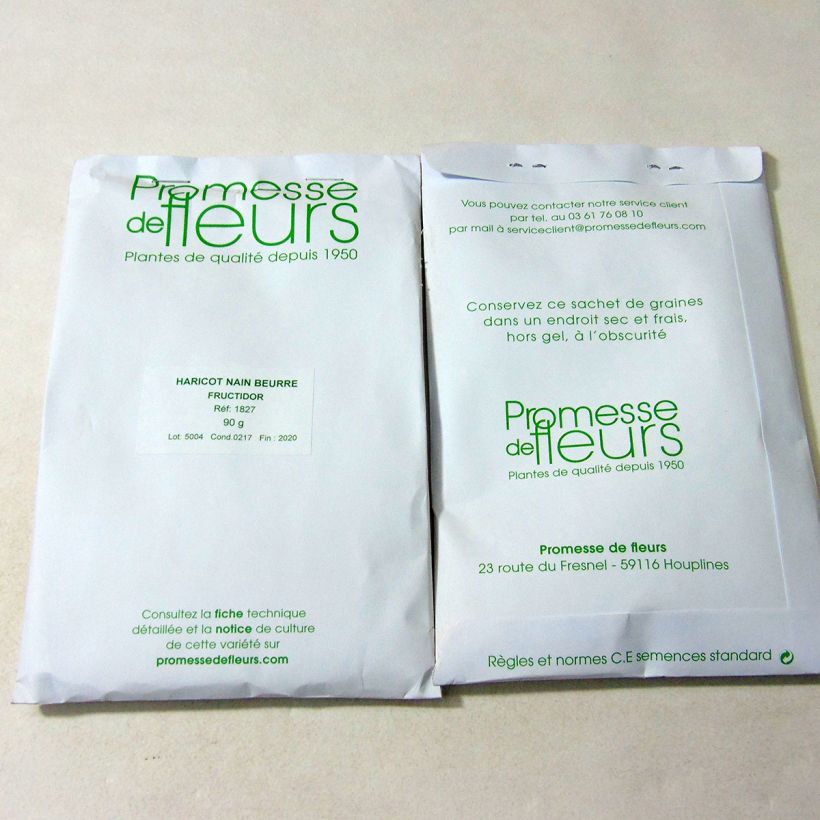 Exemple de spécimen de Haricot nain mangetout beurre Fructidor Graines tel que livré