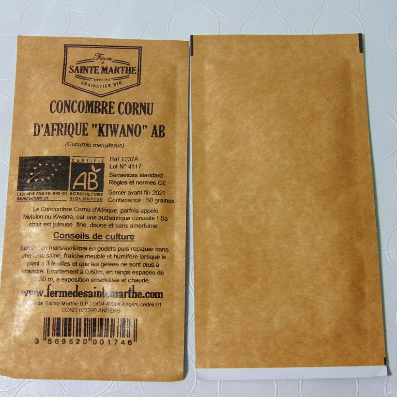 Exemple de spécimen de Kiwano - Concombre Cornu d'Afrique Bio - Ferme de Sainte Marthe le sachet de 20 graines tel que livré