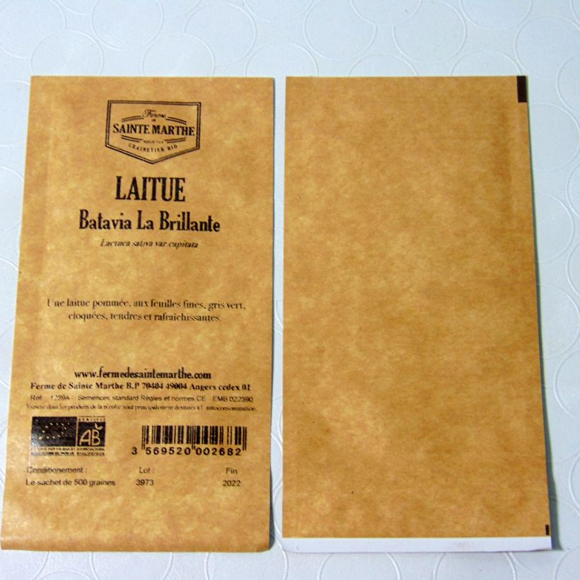 Exemple de spécimen de Laitue Batavia La Brillante Bio - Ferme de Sainte Marthe Graines tel que livré