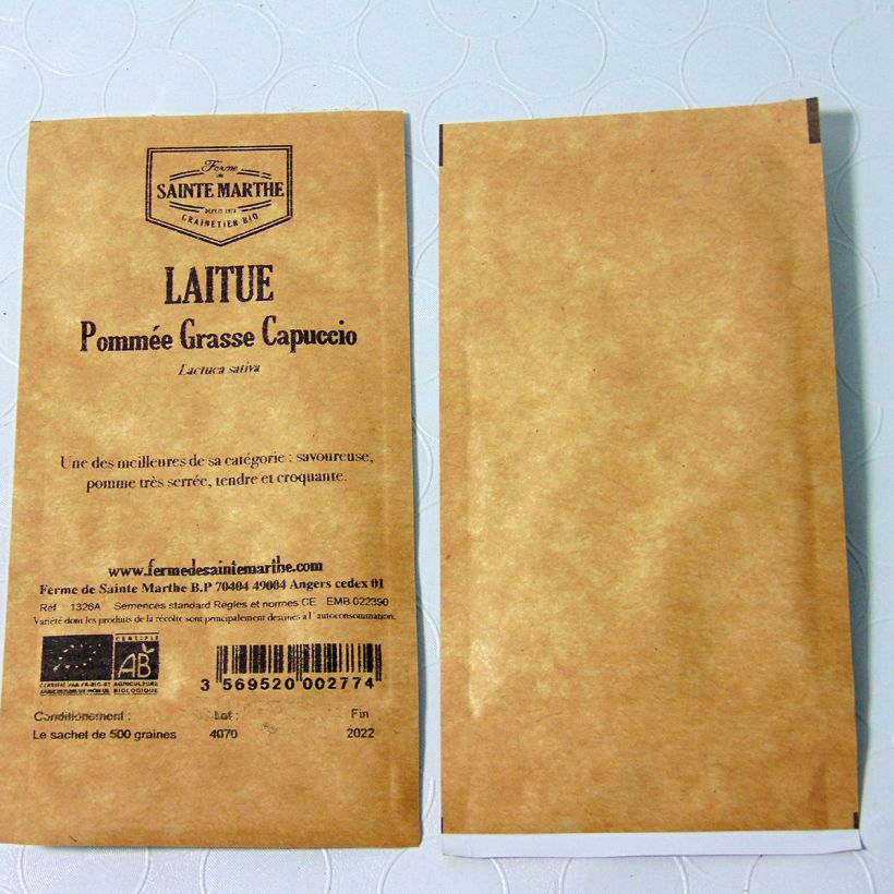Exemple de spécimen de Laitue Grasse Capuccio Bio - Ferme de Sainte Marthe Graines tel que livré