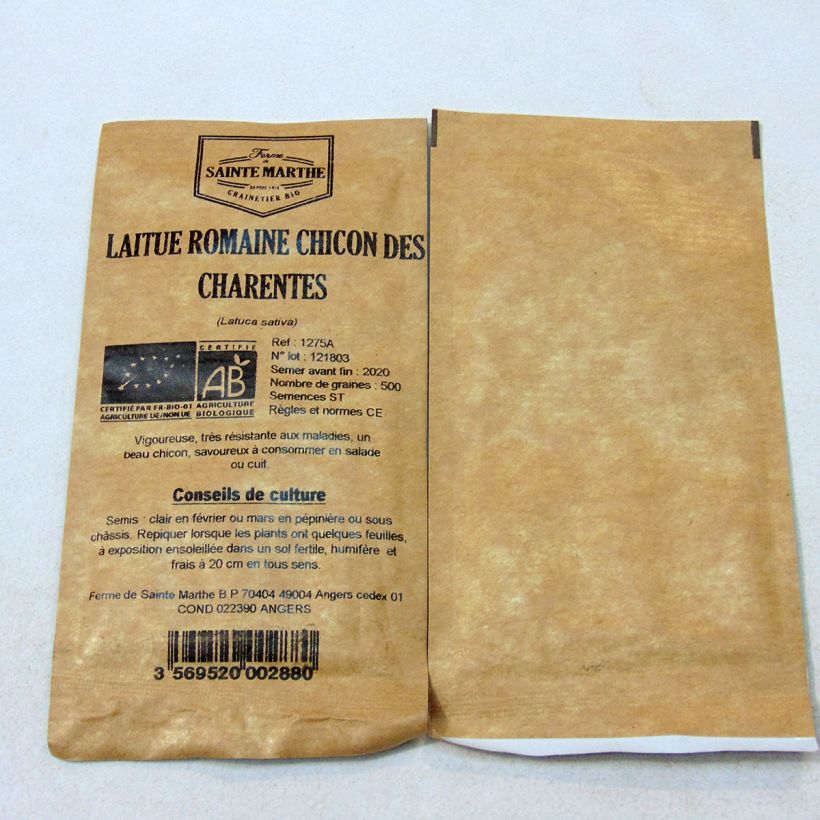 Exemple de spécimen de Laitue Romaine Chicon des Charentes Bio - Ferme de Sainte Marthe Graines tel que livré