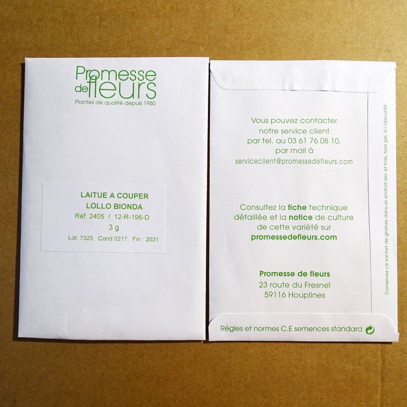 Exemple de spécimen de Laitue à couper Lollo Bionda Graines tel que livré
