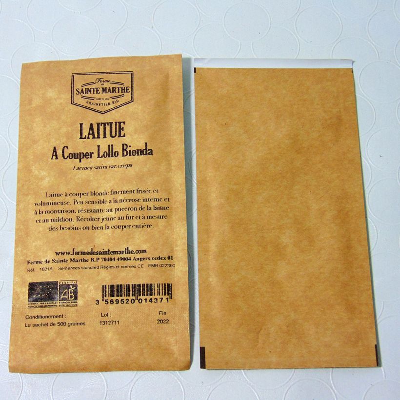 Exemple de spécimen de Laitue à couper Lollo Bionda Bio - Ferme de Sainte Marthe Graines tel que livré