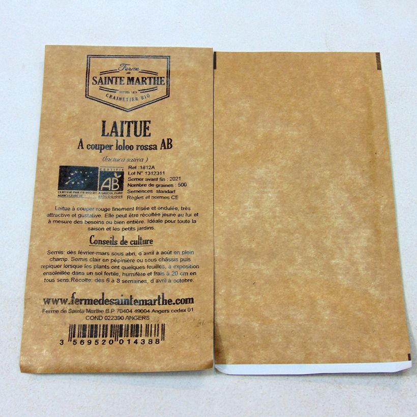 Exemple de spécimen de Laitue à couper Lollo Rossa Bio - Ferme de Sainte Marthe Graines tel que livré