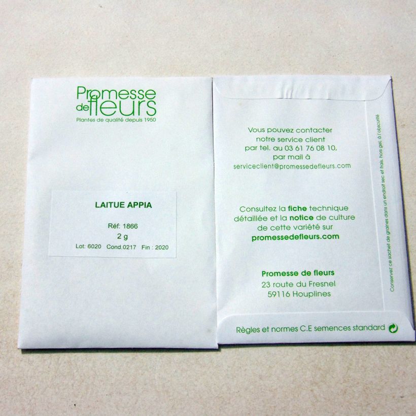 Exemple de spécimen de Laitue pommée Appia - Lactuca sativa Graines tel que livré