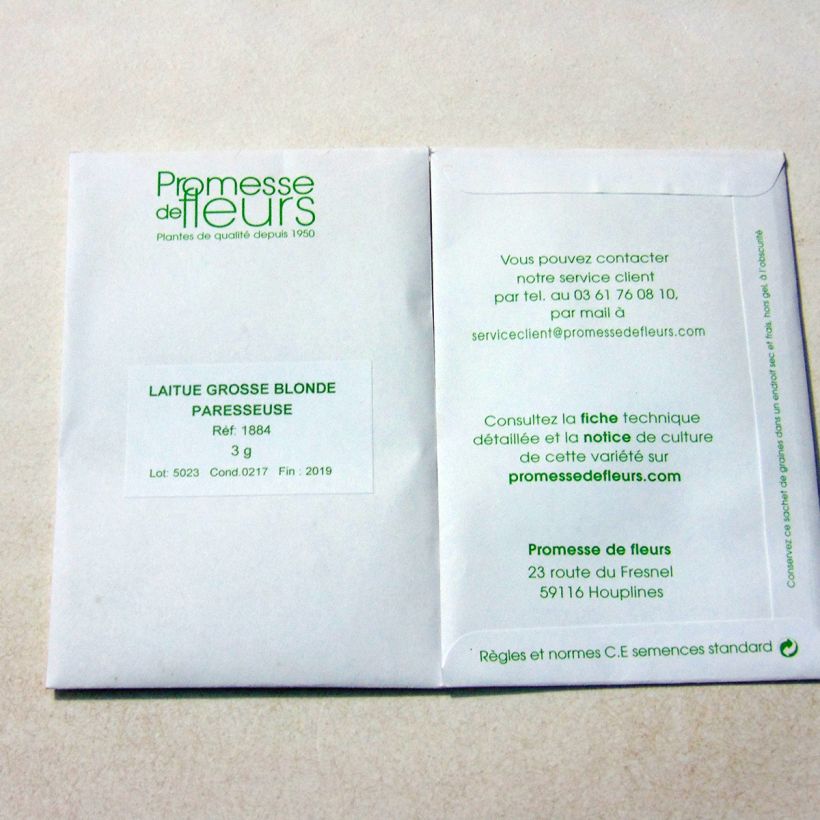 Exemple de spécimen de Laitue pommée Grosse Blonde Paresseuse - Lactuca sativa Graines tel que livré