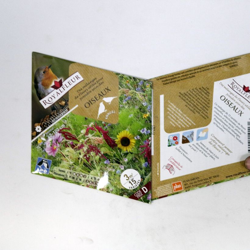 Exemple de spécimen de Mélange pour prendre soin des oiseaux - Sachet 3 m2 Graines tel que livré