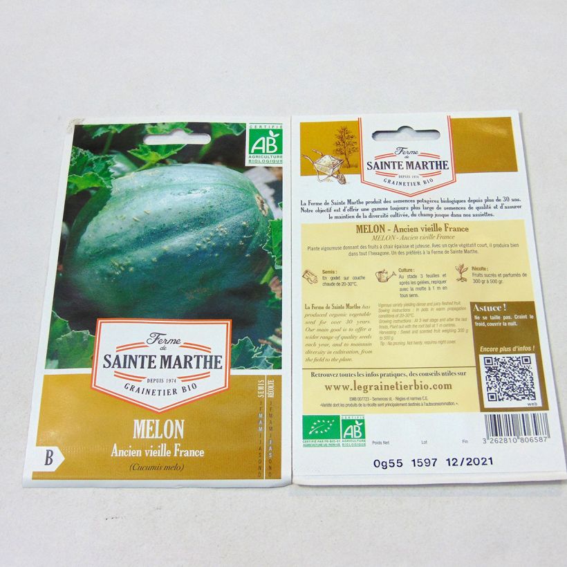 Exemple de spécimen de Melon Ancien Vieille France Bio - Ferme de Sainte Marthe tel que livré