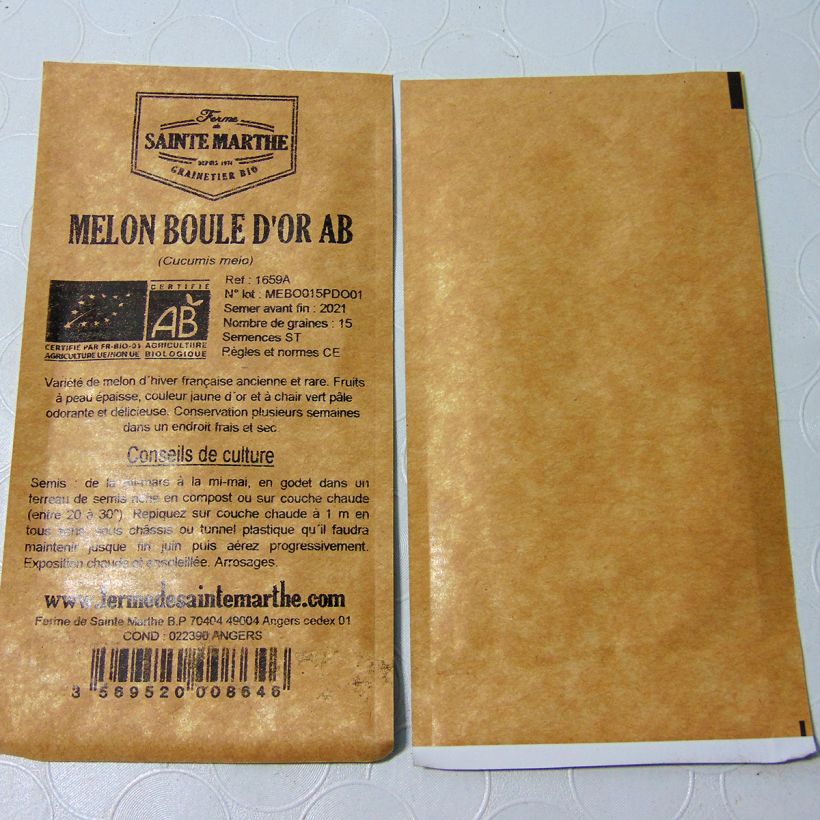 Exemple de spécimen de Melon Boule d'Or Bio - Ferme de Sainte Marthe Graines tel que livré