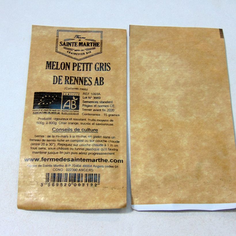 Exemple de spécimen de Melon Petit gris de Rennes Bio - Ferme de Sainte Marthe Graines tel que livré
