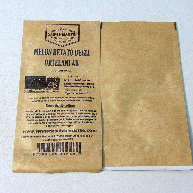 Exemple de spécimen de Melon Rerato Degli Ortolani Bio - Ferme de Sainte Marthe Graines tel que livré