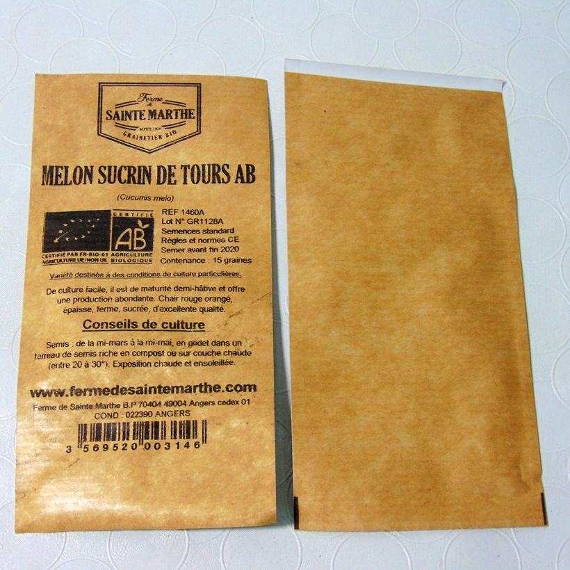 Exemple de spécimen de Melon Sucrin de Tours Bio - Ferme de Sainte Marthe Graines tel que livré