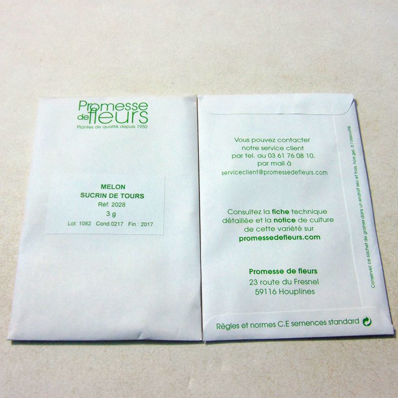 Exemple de spécimen de Melon sucrin de Tours Graines tel que livré