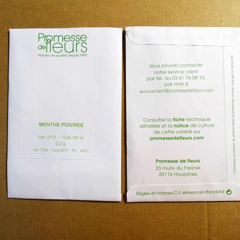 Exemple de spécimen de Menthe poivrée Graines tel que livré
