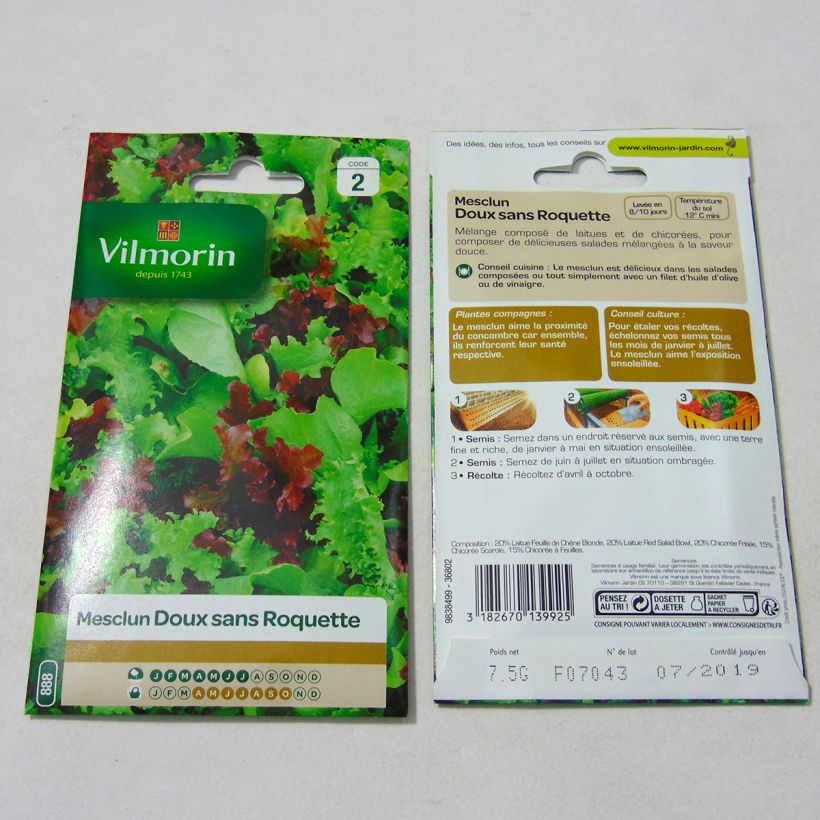 Exemple de spécimen de Mesclun doux (sans Roquette) - Vilmorin Graines tel que livré