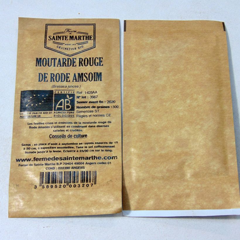Exemple de spécimen de Moutarde rouge de Rode Amsoïm Bio - Ferme de Sainte Marthe Graines tel que livré