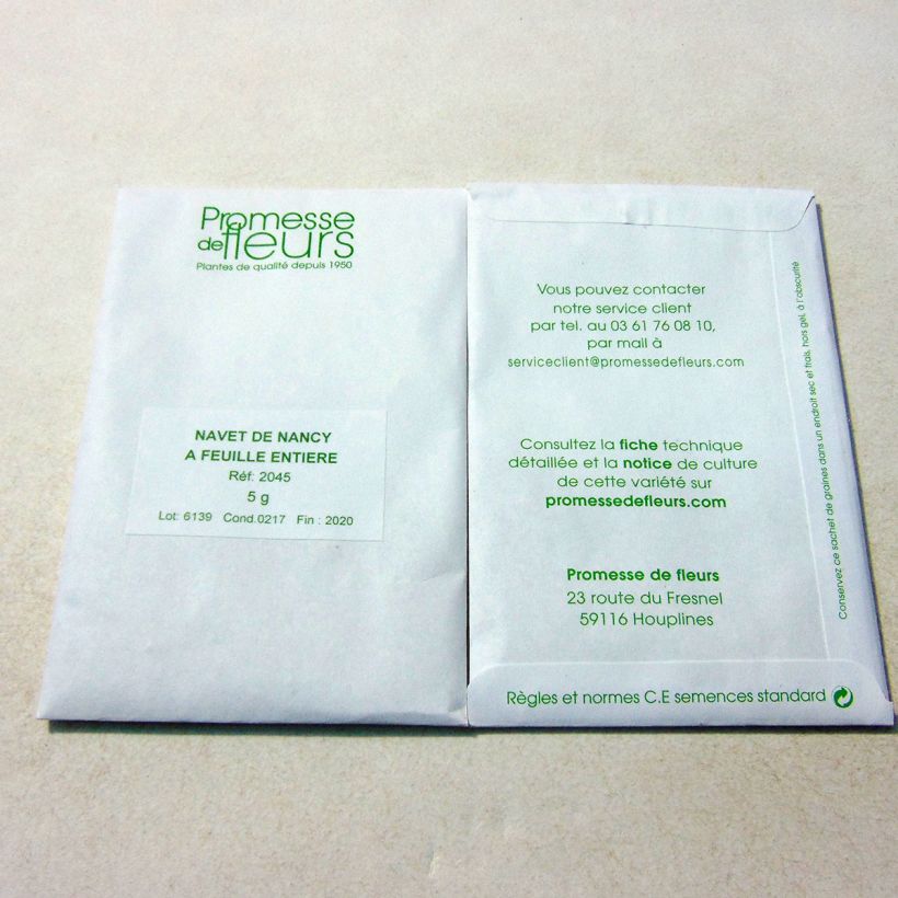 Exemple de spécimen de Navet de Nancy à Feuille Entière - Brassica rapa Graines tel que livré