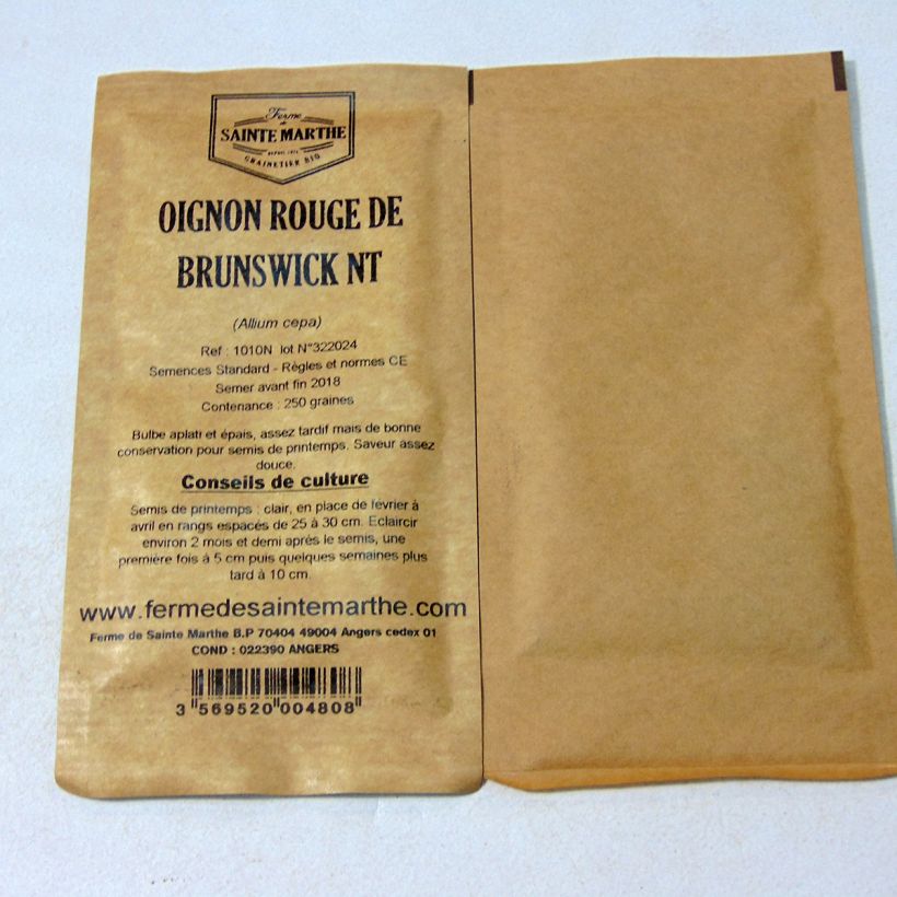 Exemple de spécimen de Oignon rouge De Brunswick NT - Ferme de Ste Marthe Graines tel que livré