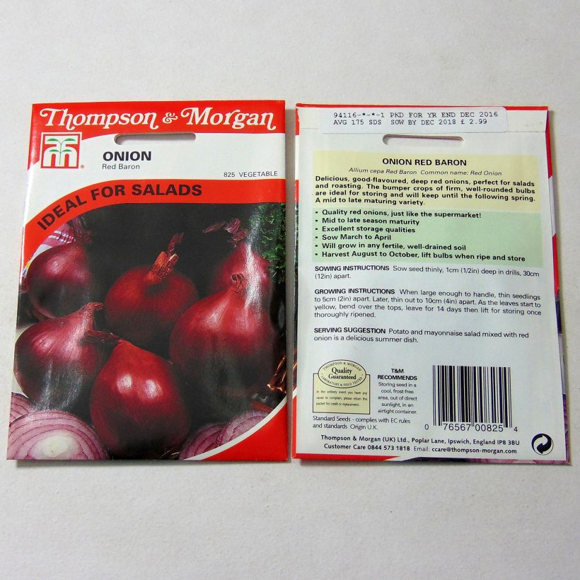 Exemple de spécimen de Oignon rouge Red Baron F1 - Allium cepa le sachet de 175 graines tel que livré