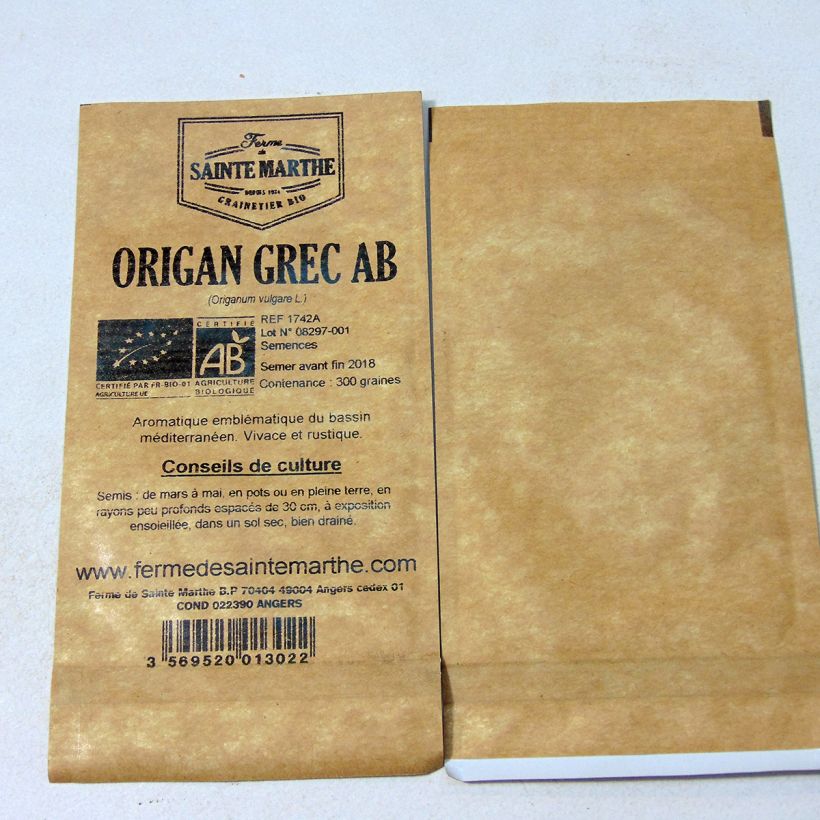 Exemple de spécimen de Origan Grec Bio - Ferme de Sainte Marthe Graines tel que livré