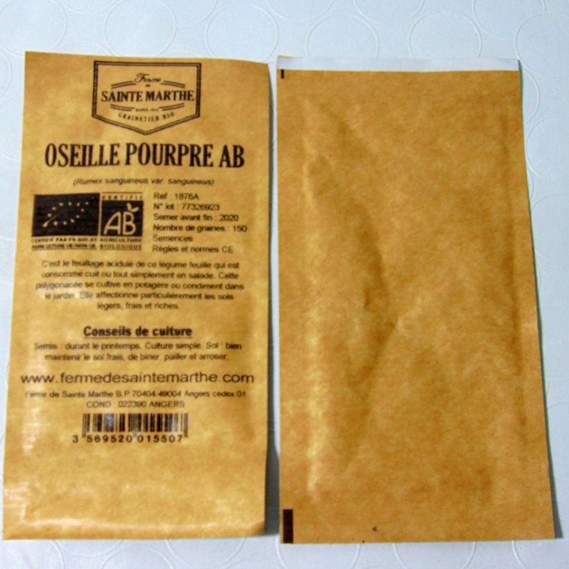 Exemple de spécimen de Oseille sanguine Bio (Oseille pourpre) - Ferme de Sainte Marthe tel que livré