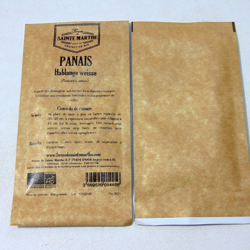 Exemple de spécimen de Panais Hablange Weisse Bio - Ferme de Sainte Marthe Graines tel que livré
