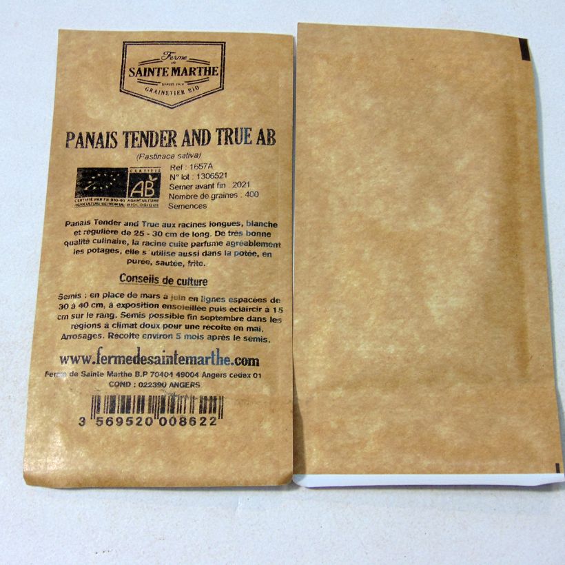 Exemple de spécimen de Panais Tender And True Bio - Ferme de Sainte Marthe Graines tel que livré