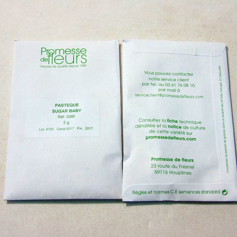 Exemple de spécimen de Pastèque Sugar Baby - Citrullus lanatus tel que livré