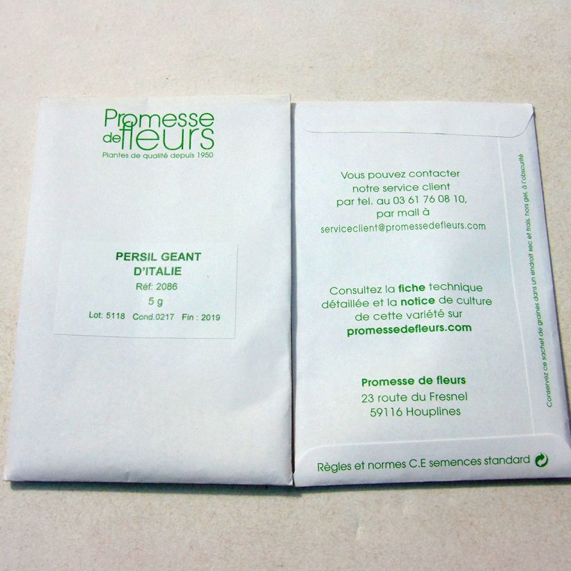 Exemple de spécimen de Persil Géant d'Italie Graines tel que livré