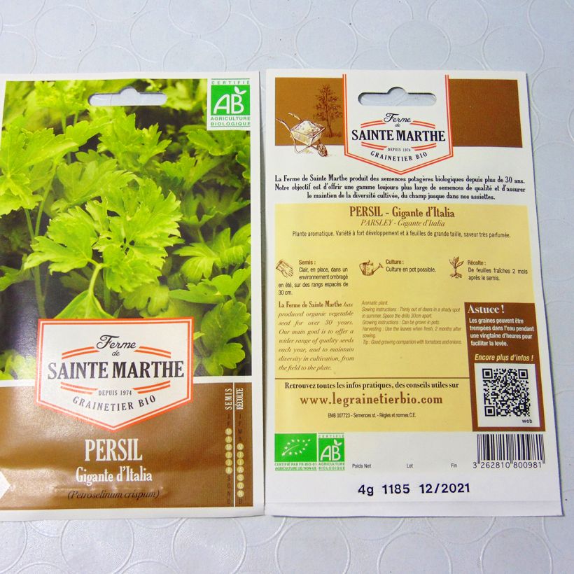 Exemple de spécimen de Persil Géant d'Italie Bio - Ferme de Sainte Marthe Graines tel que livré