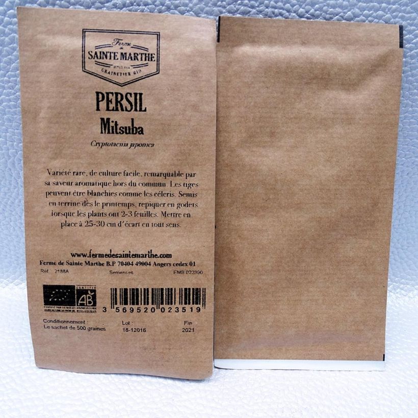 Exemple de spécimen de Persil Mitsuba Bio - Ferme de Sainte Marthe Graines tel que livré
