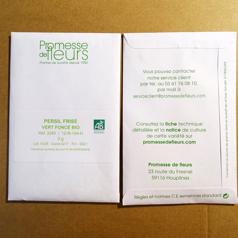 Exemple de spécimen de Persil frisé Vert foncé Bio Graines tel que livré