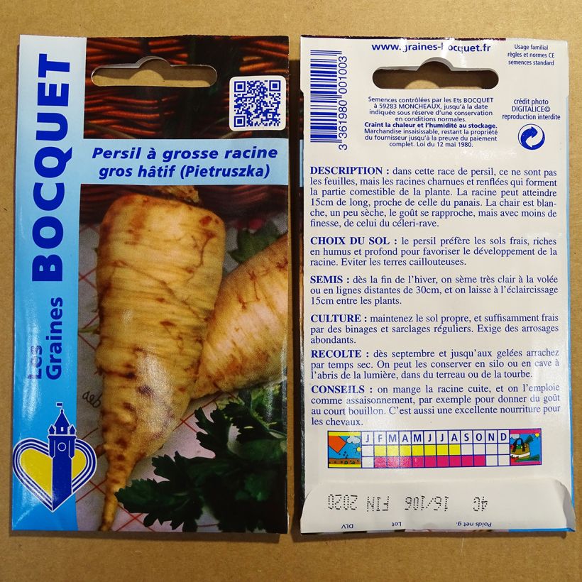 Exemple de spécimen de Persil tubéreux Gros Hâtif  Pietruzska Graines tel que livré