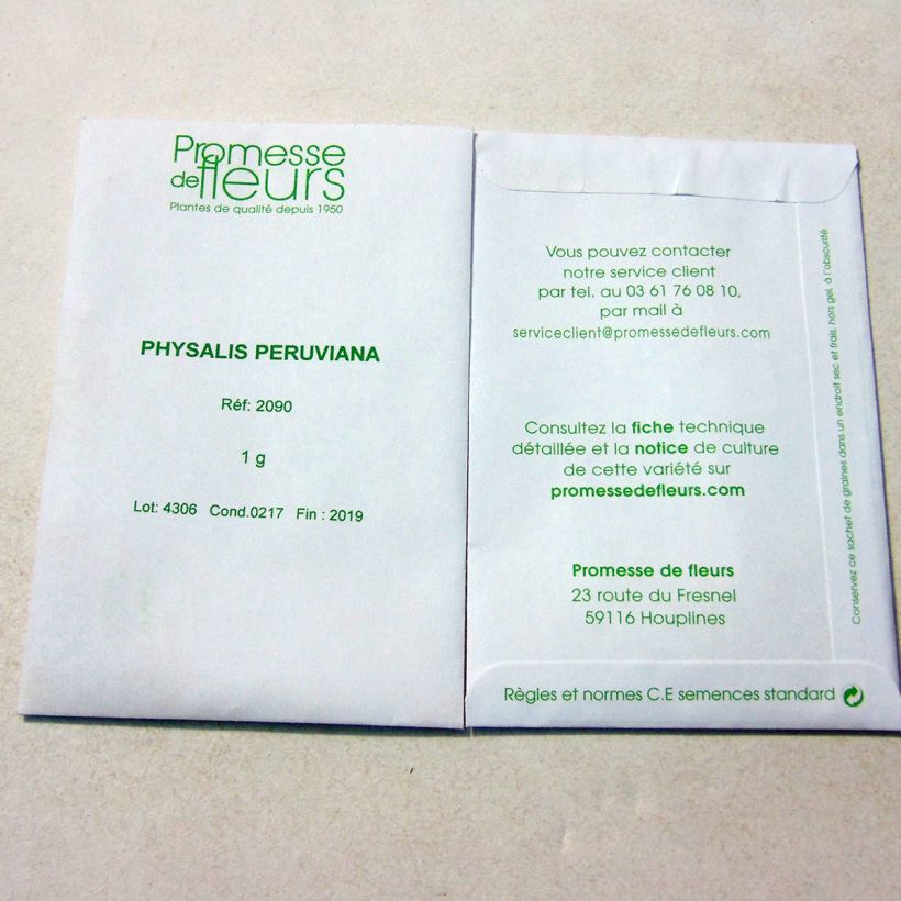 Exemple de spécimen de Physalis peruviana - Coqueret du Pérou Graines tel que livré
