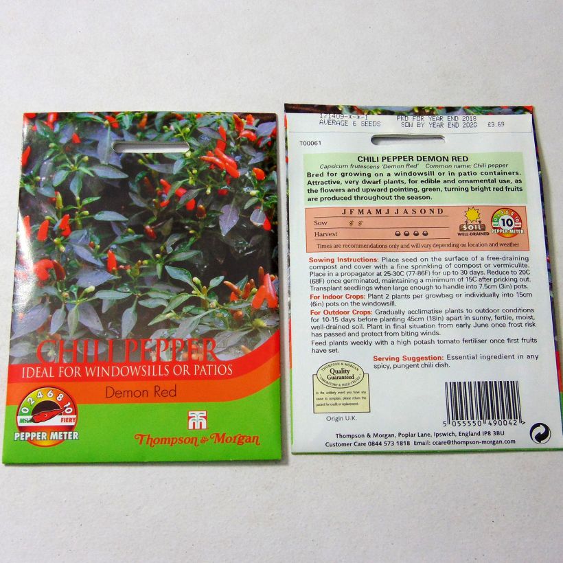 Exemple de spécimen de Piment Demon Red - Capsicum annuum Graines tel que livré