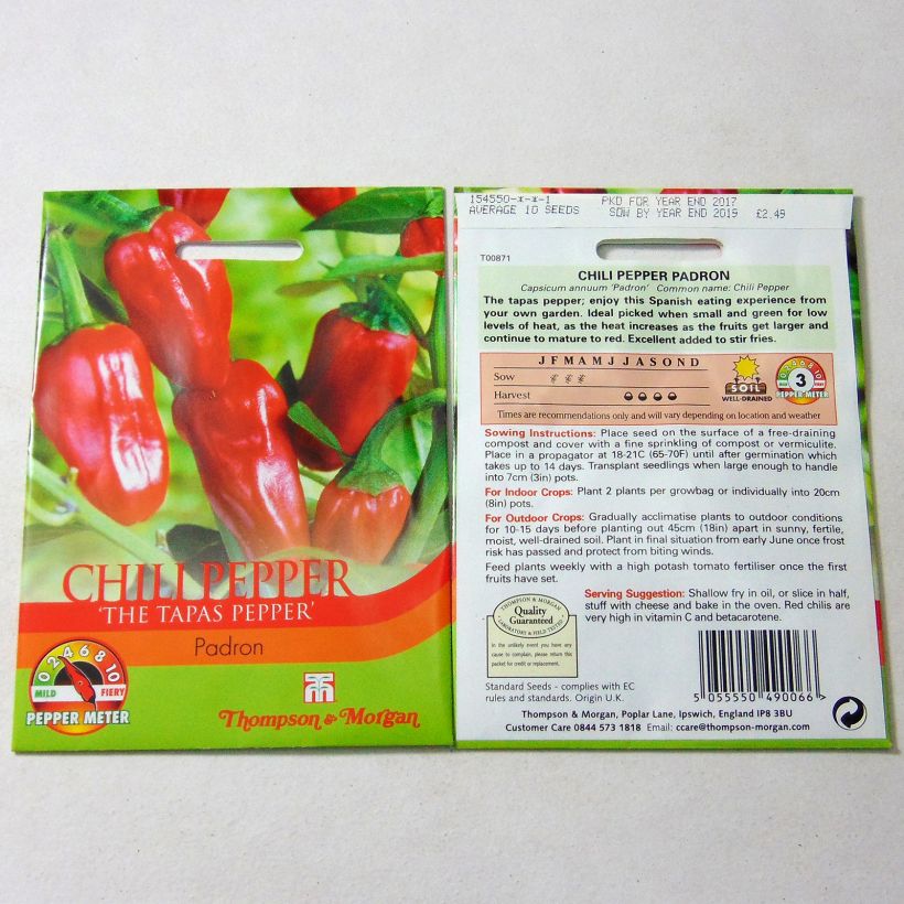 Exemple de spécimen de Piment Padron - Capsicum annuum Graines tel que livré