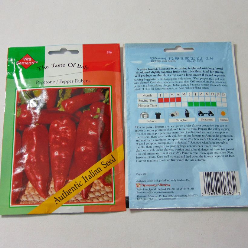 Exemple de spécimen de Piment Rubens Lungo Rosso - Capsicum annuum Graines tel que livré